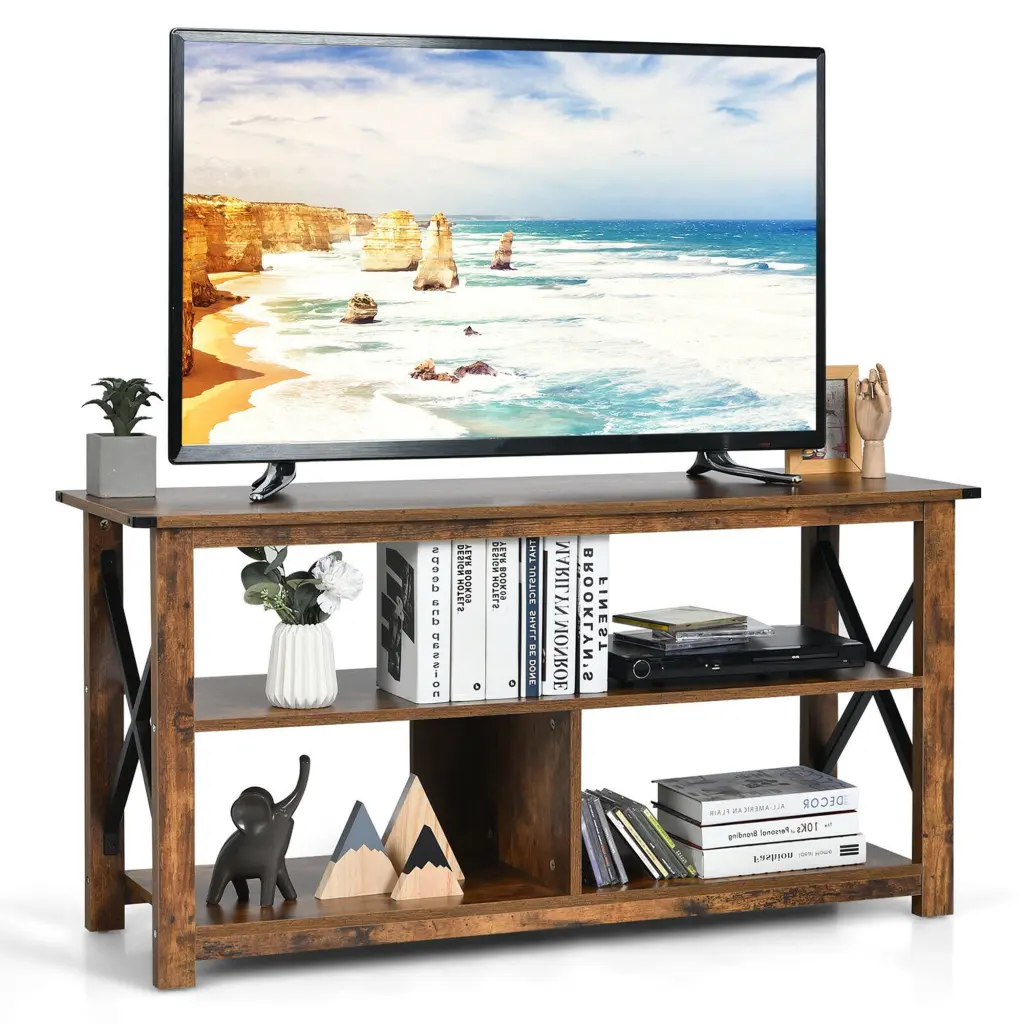 Gymax TV Stand TVs up to 55 Brown Black