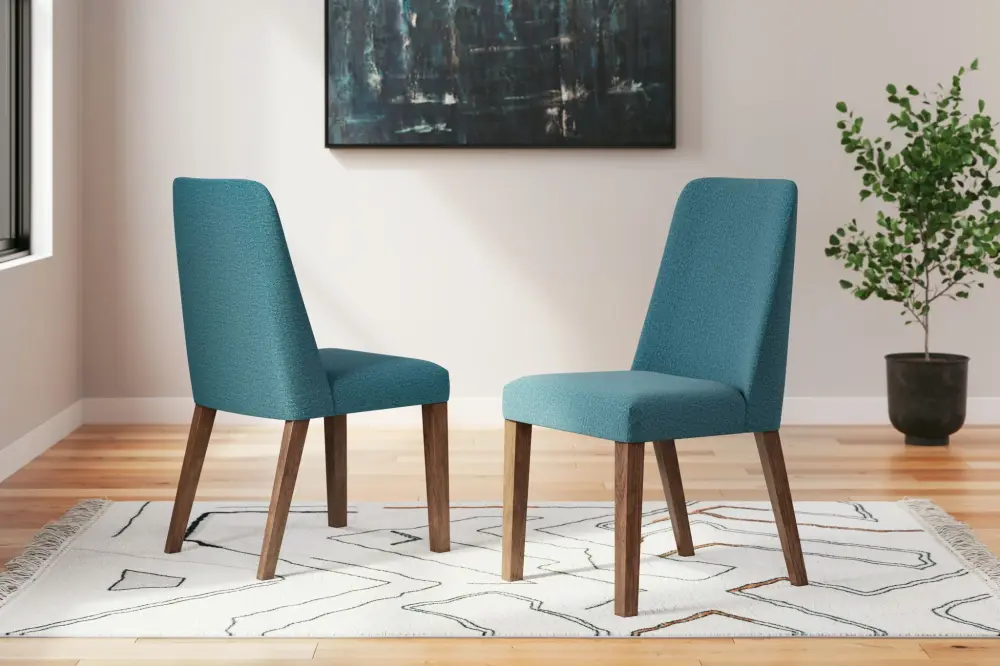 Lyncott - Dining Uph Side Chair (Set 2) - Navy / Brown