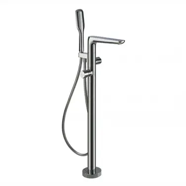 Thermostatic floor-mounted bath faucet hand shower Charcoal Grey