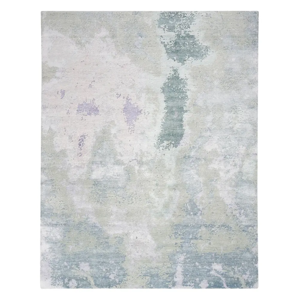 Blue Essentials Green Cutting-edge Bamboo Silk Wool Blend Rug