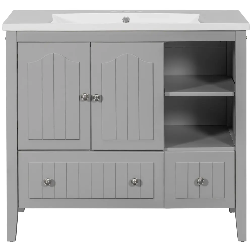 36'' Singular Bathroom Vanity Cabinet Ceramic Sink Top #BV-002