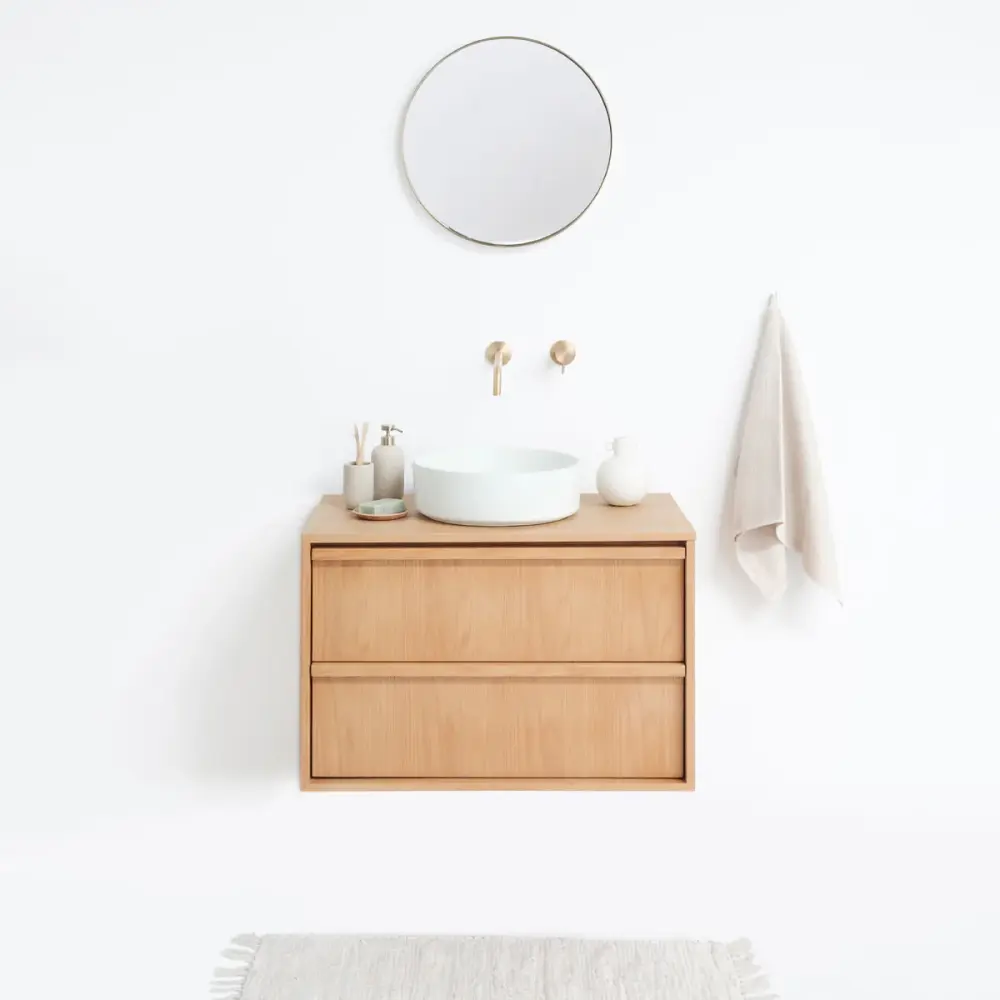 Bathroom set Fien Oak - Lille cement emerald - 80 cm | Rustproof & Easy Clean