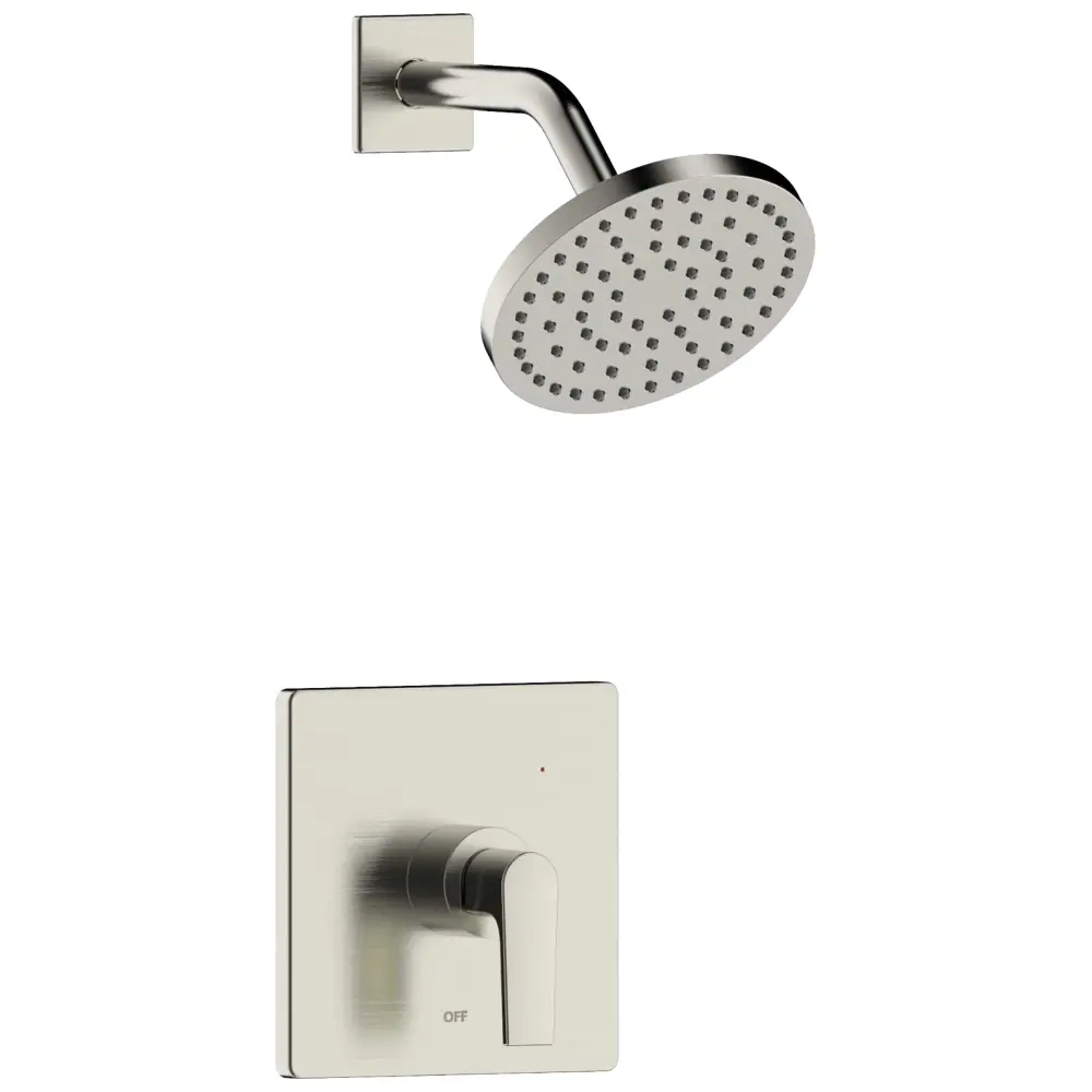 Chatelet Single-Handle 1-Spray Settings Round Shower Faucet Set Textured Nickel Pressure Balance Valve Included