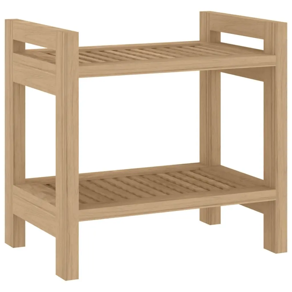 Solid Teak Wood Bathroom Side Table 17.7x11.8x17.7 Inches Waterproof Storage