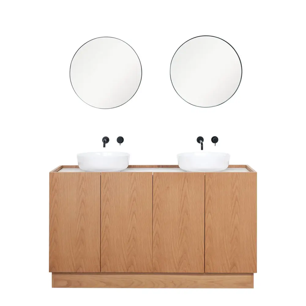 Scandinavian Bathroom Furniture Oak - White Earthenware - Alexis 2 - (154cm) - Felix