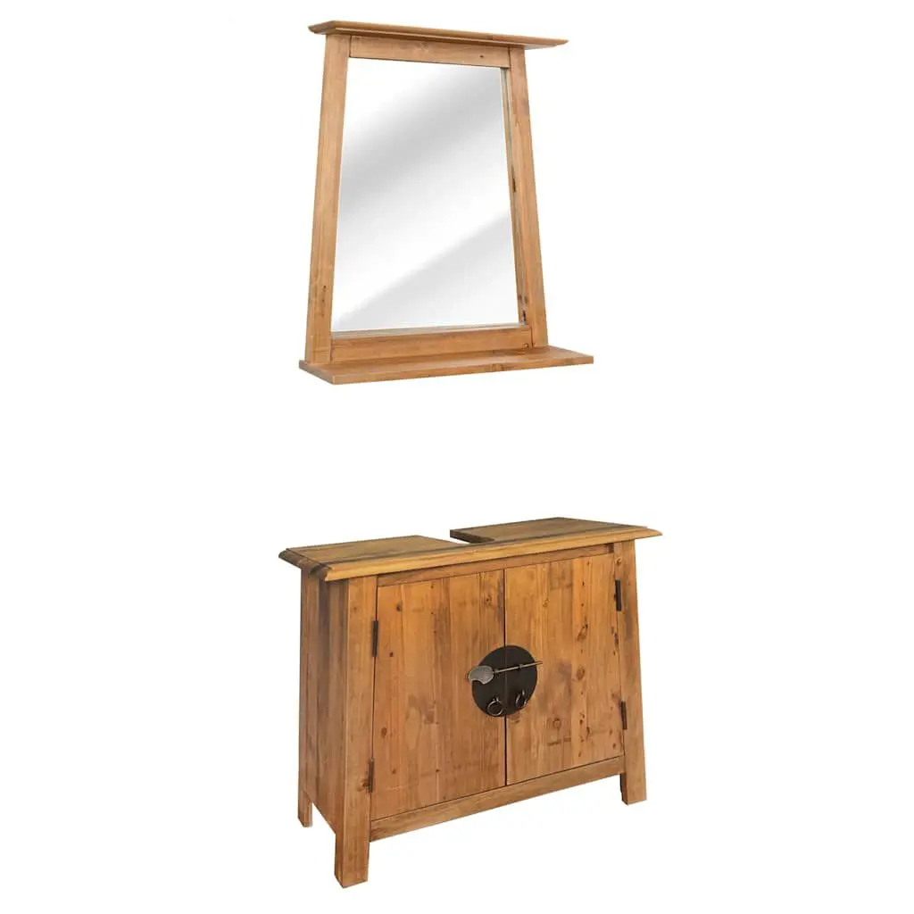 Bathroom Furniture Set Solid Pinewood Modern Vanity Storage