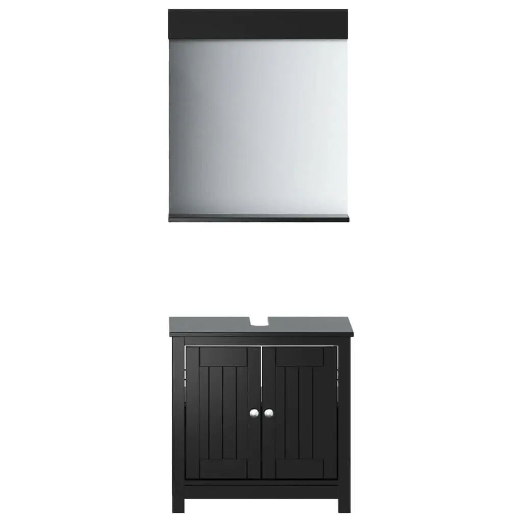 2 Piece BERG Black Solid Wood Pine Bathroom Furniture Set