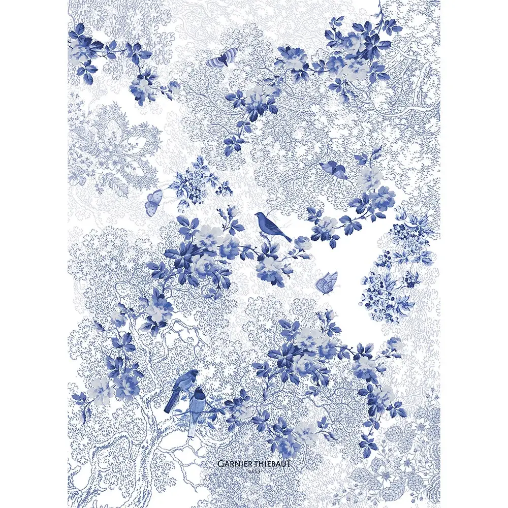 Luxury Hotel Quality Voliere Bleu Kitchen Towel - Cotton-Linen Blend