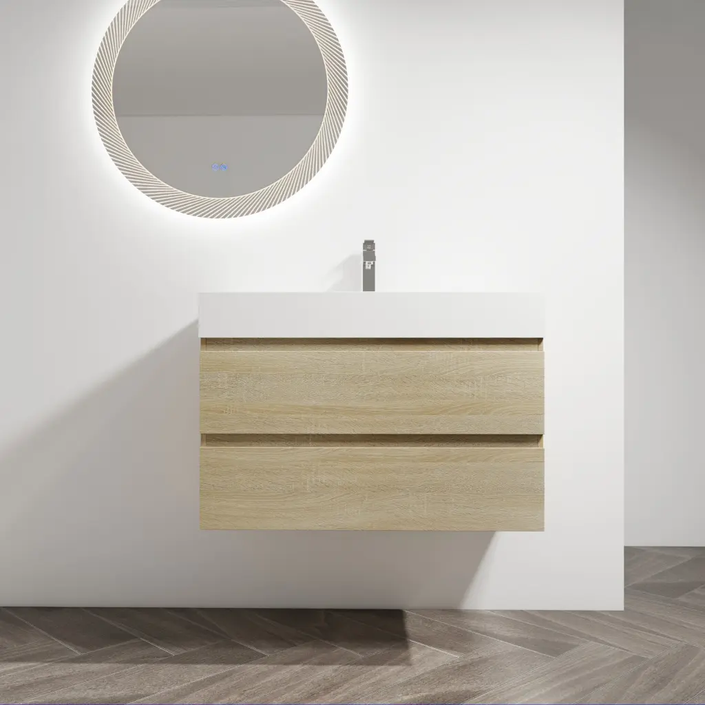 36 Inch Wall Mounted Bathroom Vanity Resin Sink 2 Soft Close Drawers g-lemon