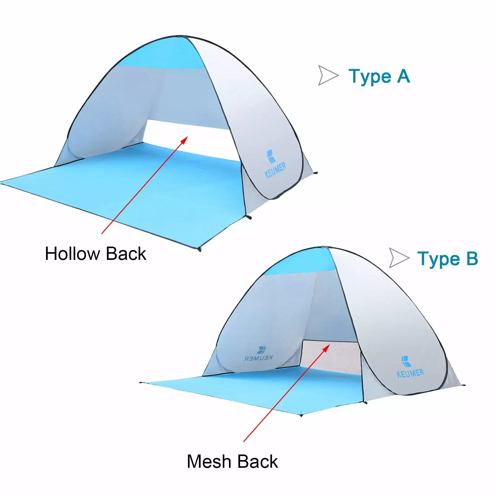 KEUMER Beach Tent 70.9x59x43.3 Inch Sun Shelter Cabana Pop Up Tent Instant UV Sun Shade Picnic Type