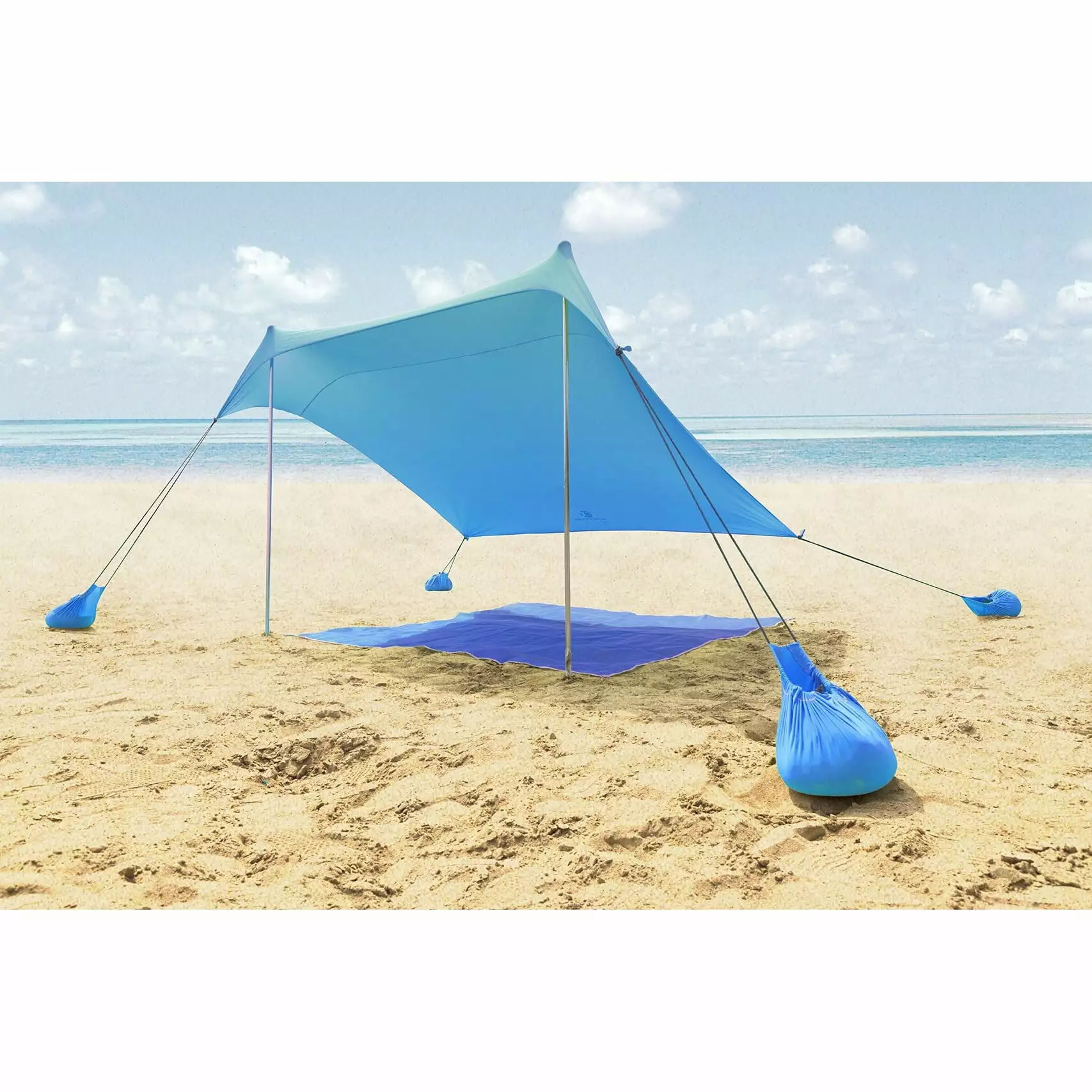 ALPHA CAMP Beach Sunshade 7.6 x 7.2 FT Portable Canopy Tent Sandbag Anchors Blue