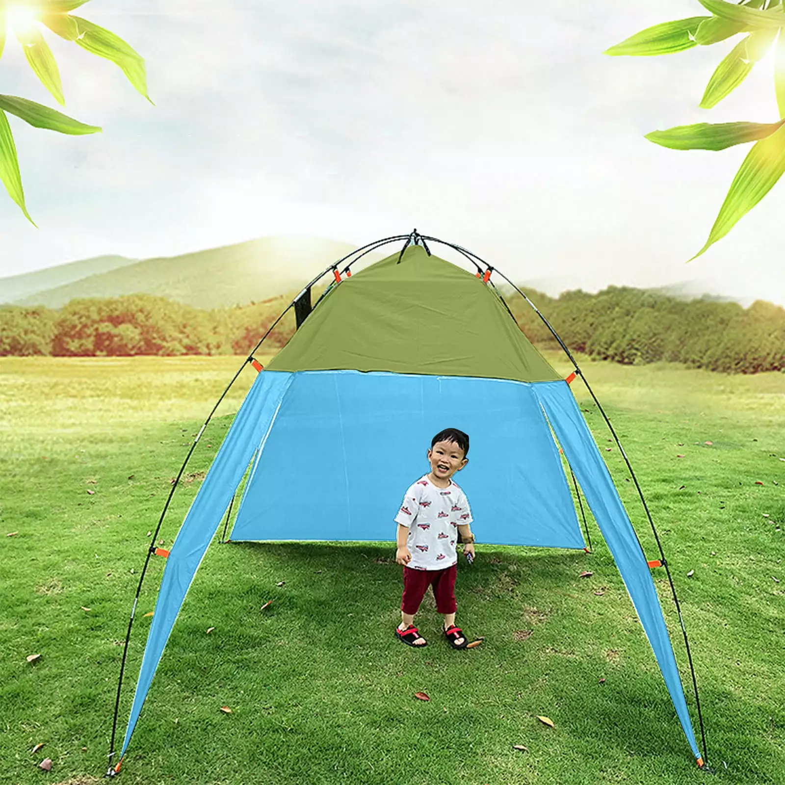 DeskAKBK Camping Tent - 5-8 Person Beach Sun Shade Shelter, Easy Setup Outdoor Picnic and Beach Tools As