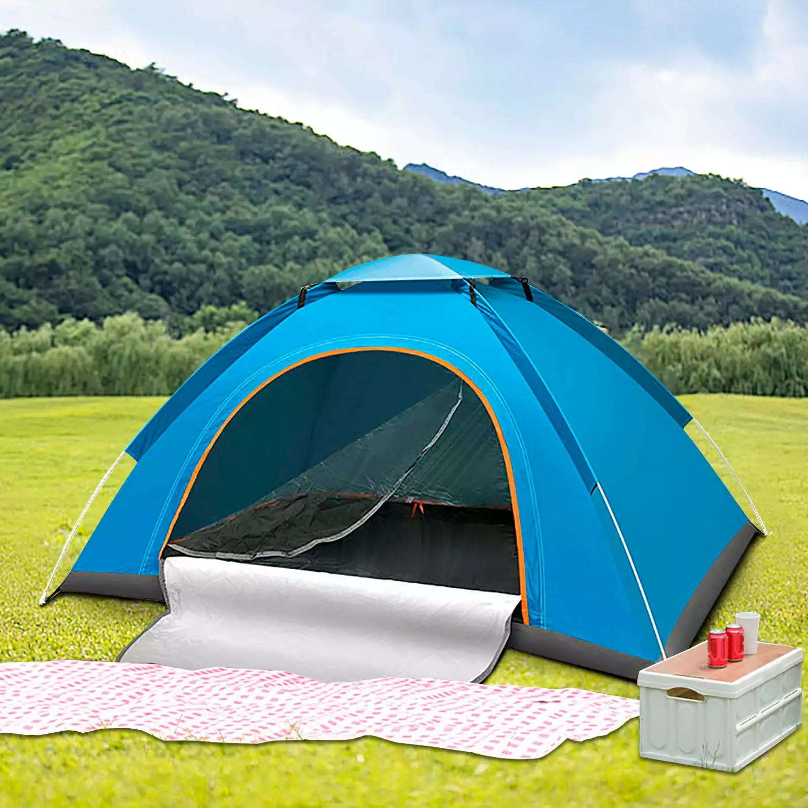 FASIAOU Beach Tent Sun Shade Shelter 2-3 Person Fiberglass Rods Carry Bag Stakes Included