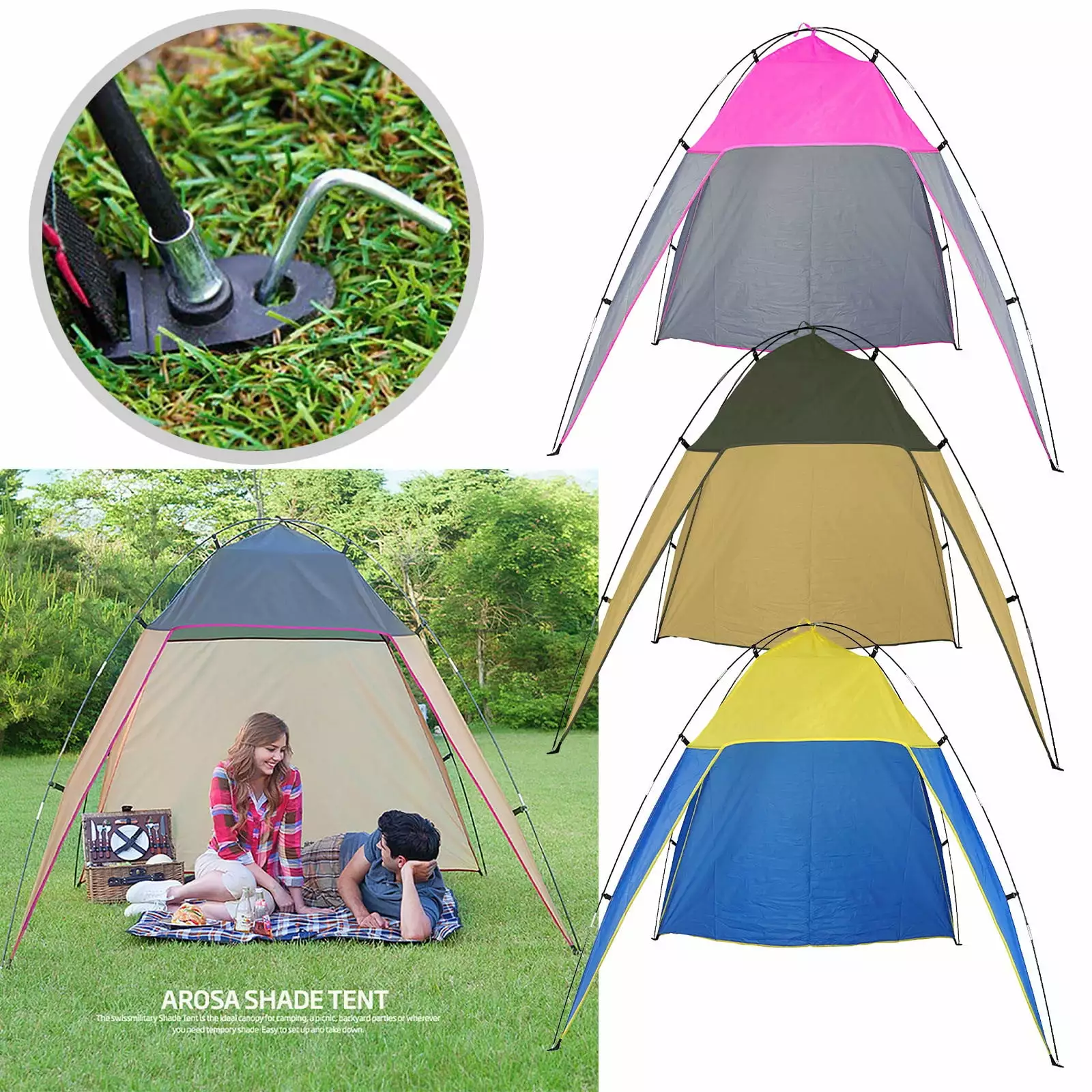 MOMKER Family Beach Tent UV Sun Shade Shelter Lightweight Portable Windproof Camping Hiking Fishing Cabana One