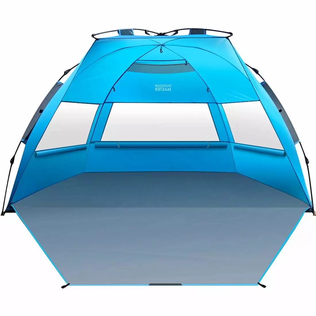 OutdoorMaster Pop Up Beach Tent 4 Person Easy Setup Portable Sun Shelter UPF 50+ UV Protection Removable Skylight Blue
