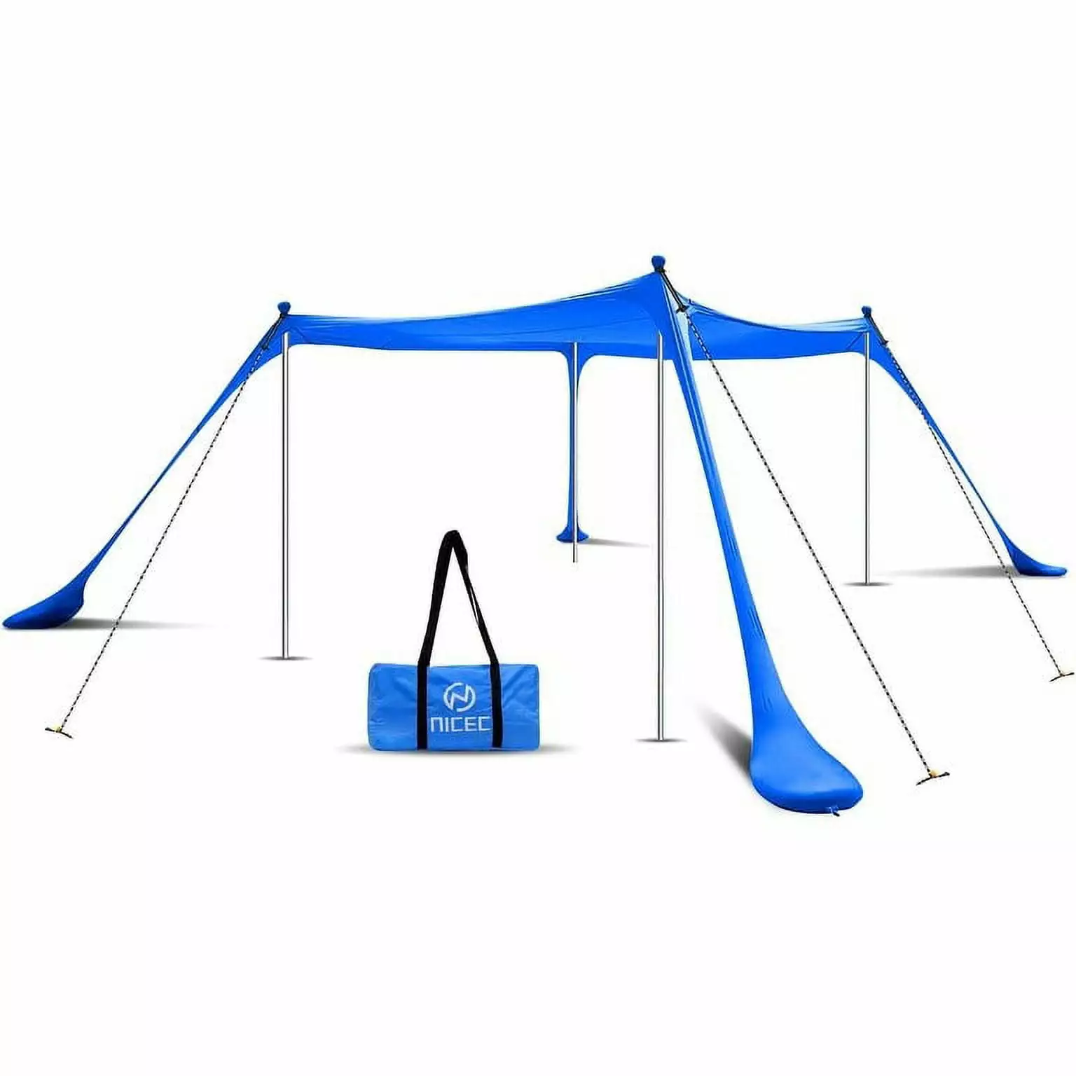 Pop Up Beach Tent Canopy Sun Shelter 10ft UPF50+ Carry Bag Sand Shovel Blue