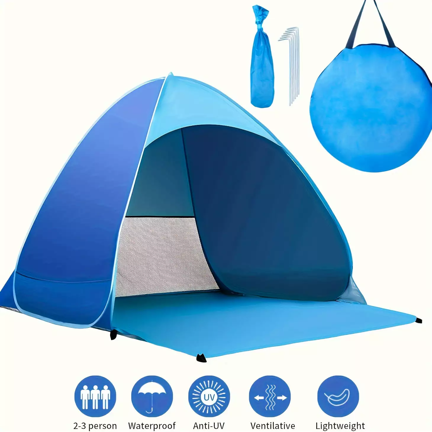 Pop Up Beach Tent 1-3 Person UPF 50 Sun Protection Waterproof Portable Shelter