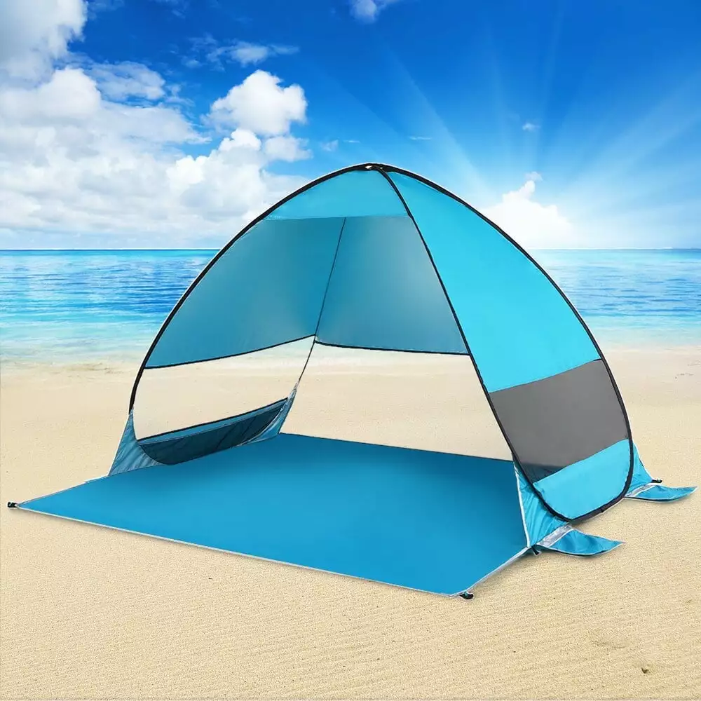 Pop Up Beach Tent UPF 50+ Sun Shelter Automatic Portable Shade 2-3 Person Outdoor Cabana Sun Umbrella Blue