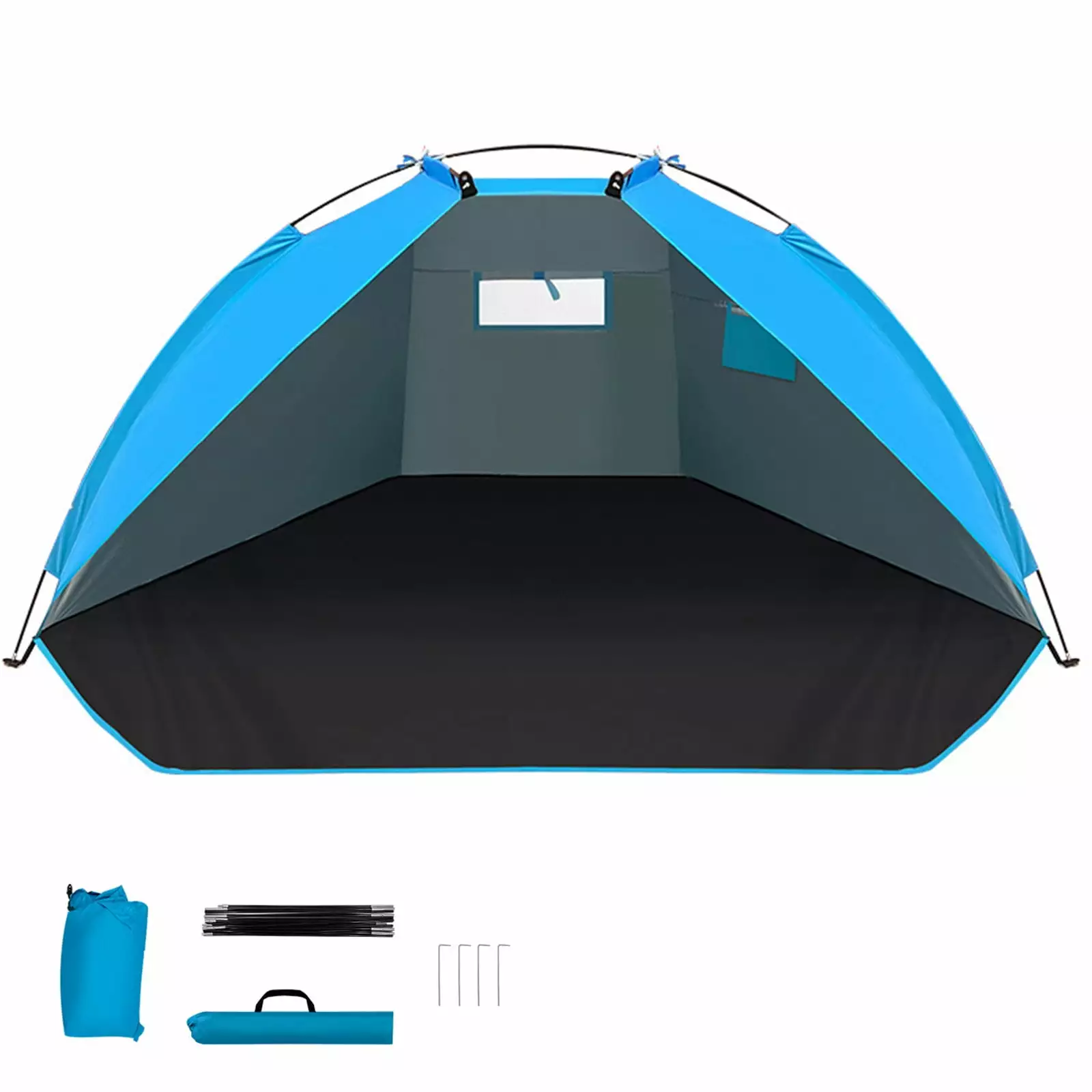 Pvdgvd Beach Tent Anti-UV Portable Sun Shade Shelter 3 Person Ventilating Mesh and Carrying Bag One