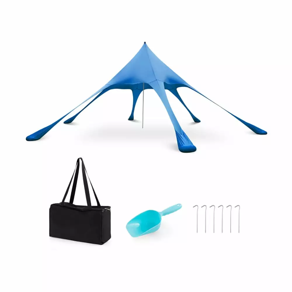 Spaco 20x20 Feet Beach Canopy Tent UPF50+ Sun Protection and Shovel - Easy Setup Cool Cabana Tent