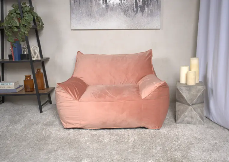 Allea Velveteen Bean Bag Chair Armrests Pink Velvet bazar
