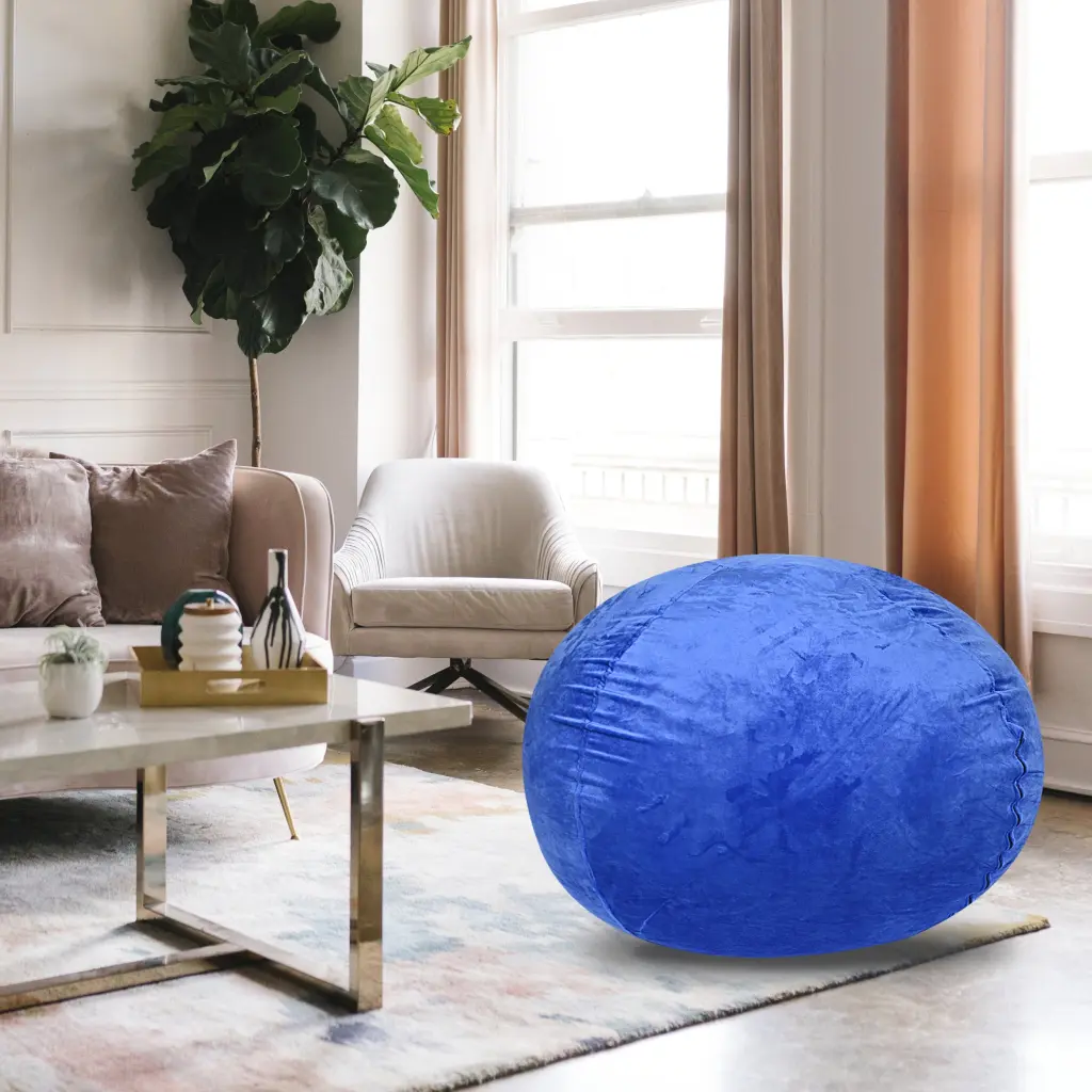 Minky Velvet Blue 5ft Plush Bean Bag Chair Kids and Adults bazar