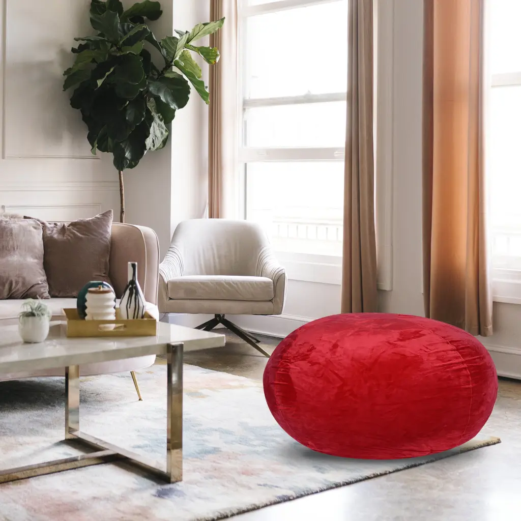 Red 3Ft Minky Velvet Bean Bag Chair - Plush Floor Chair Kids and Adults bazar