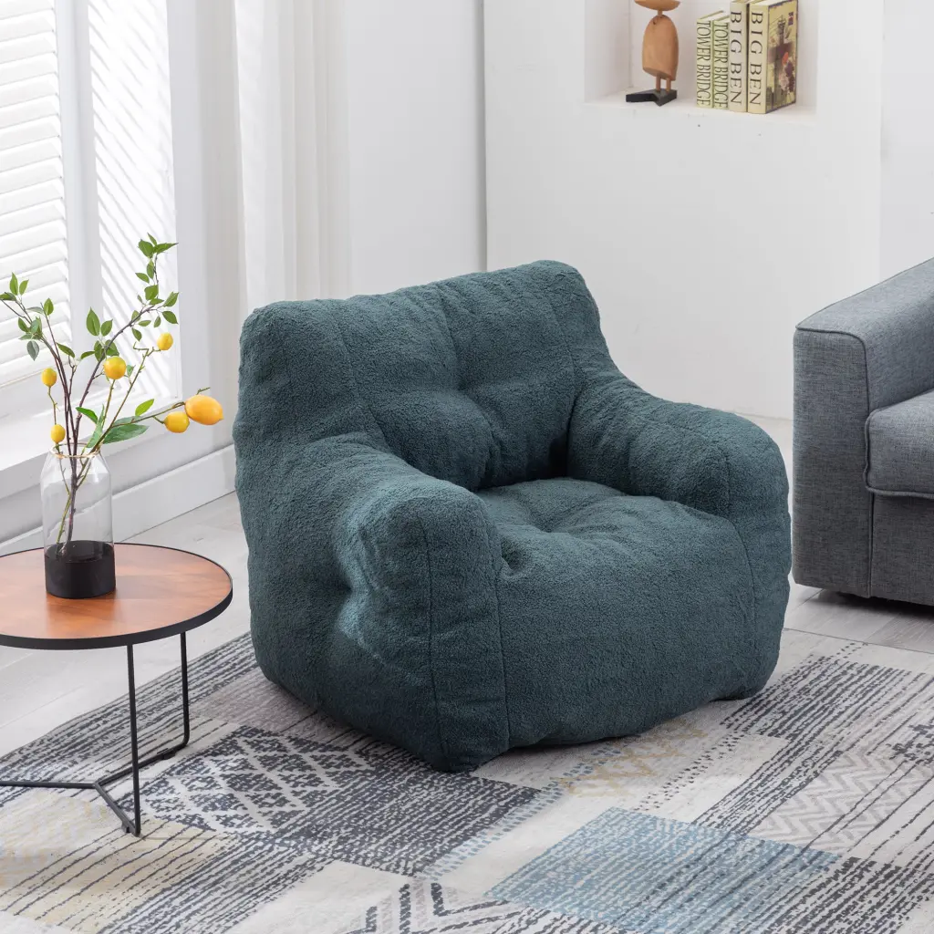 Soft Teddy Material Tufted Foam Bean Bag Chair Teddy Material dg collection