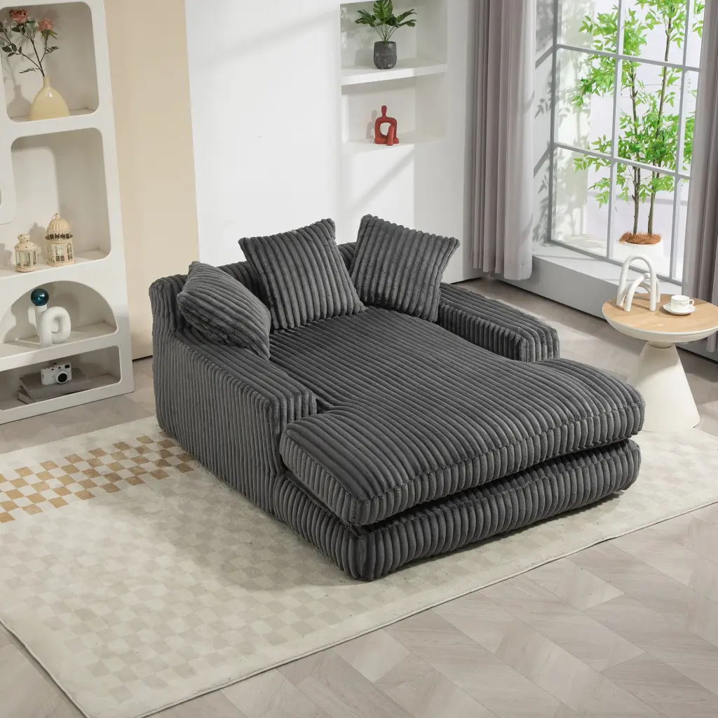 Coolmore Corduroy Lazy Sofa 3 Back Pillows Deep Seat Comfort coolmore w-395