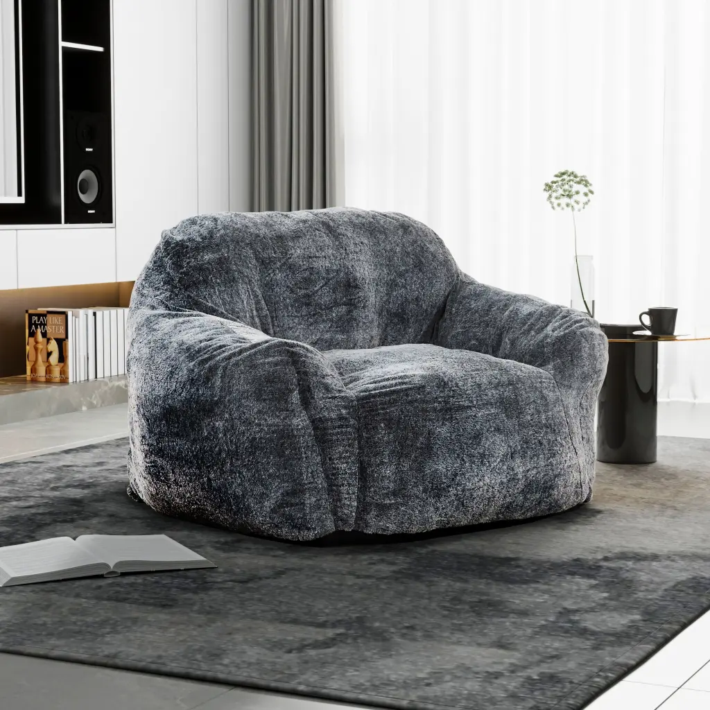 Modern Soft Faux Fur Memory Foam Bean Bag Armrest Living Room kanepe