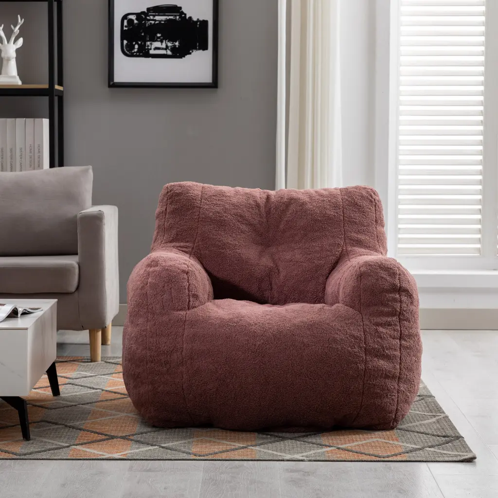 010 Soft Teddy Material Tufted Foam Bean Bag Chair dg collection