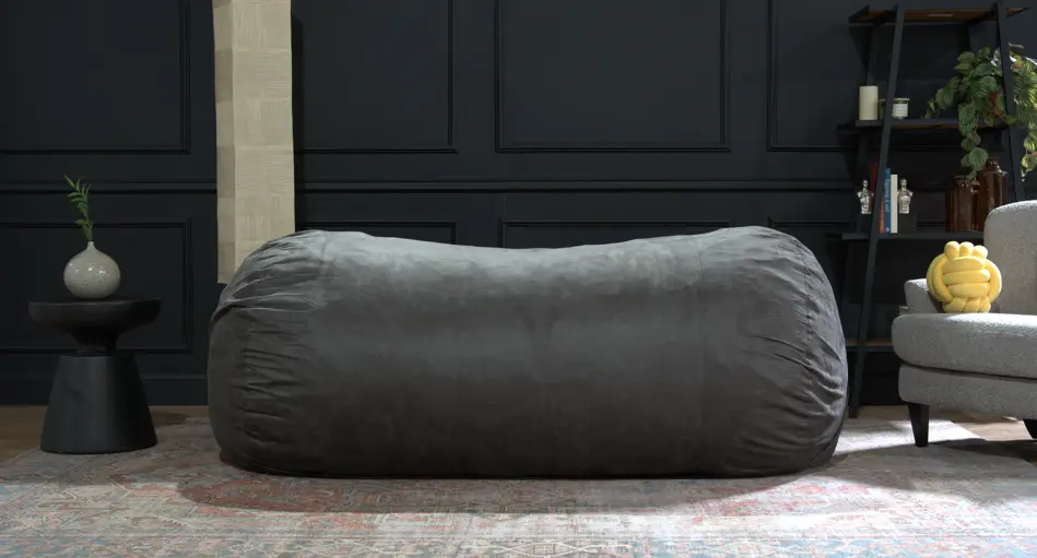 Jasper Traditional 8 Foot Charcoal Suede Bean Bag Chair bazar