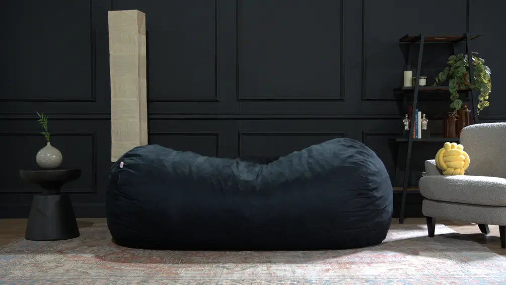 Jasper Traditional 8 Foot Cylindrical Suede Bean Bag Black bazar