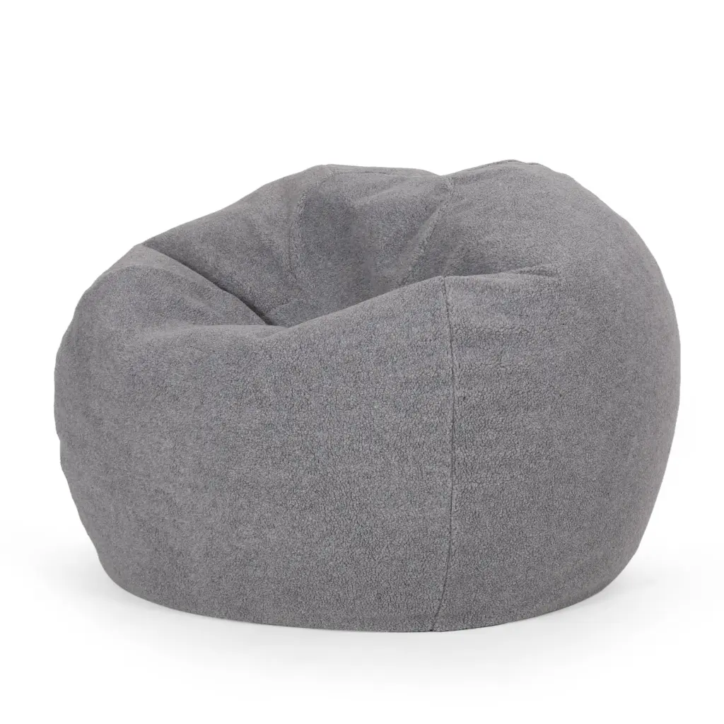 Kavel 3 Foot Rounded Bean Bag Gray Fabric Lounge Chair bazar
