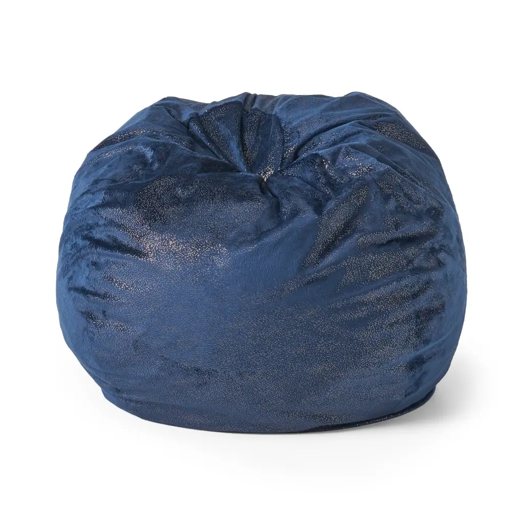 Sky 3 Foot Rounded Bean Bag Blue Sparkles Navy Shiny Metal Velvet bazar