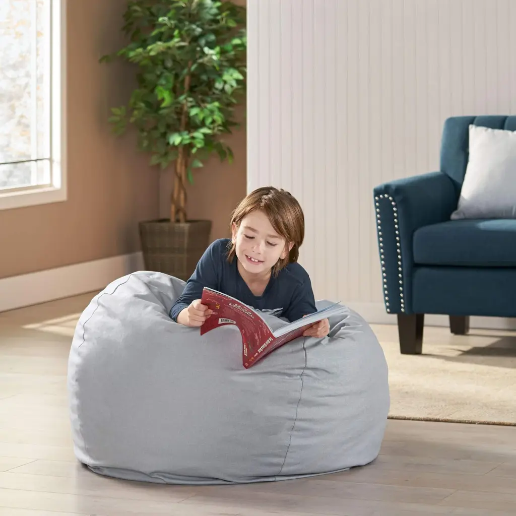 Chrisholm Light Grey Bean Bag 25x34x34 Inches Light Gray Abs Lounge Chair nh-sunfay