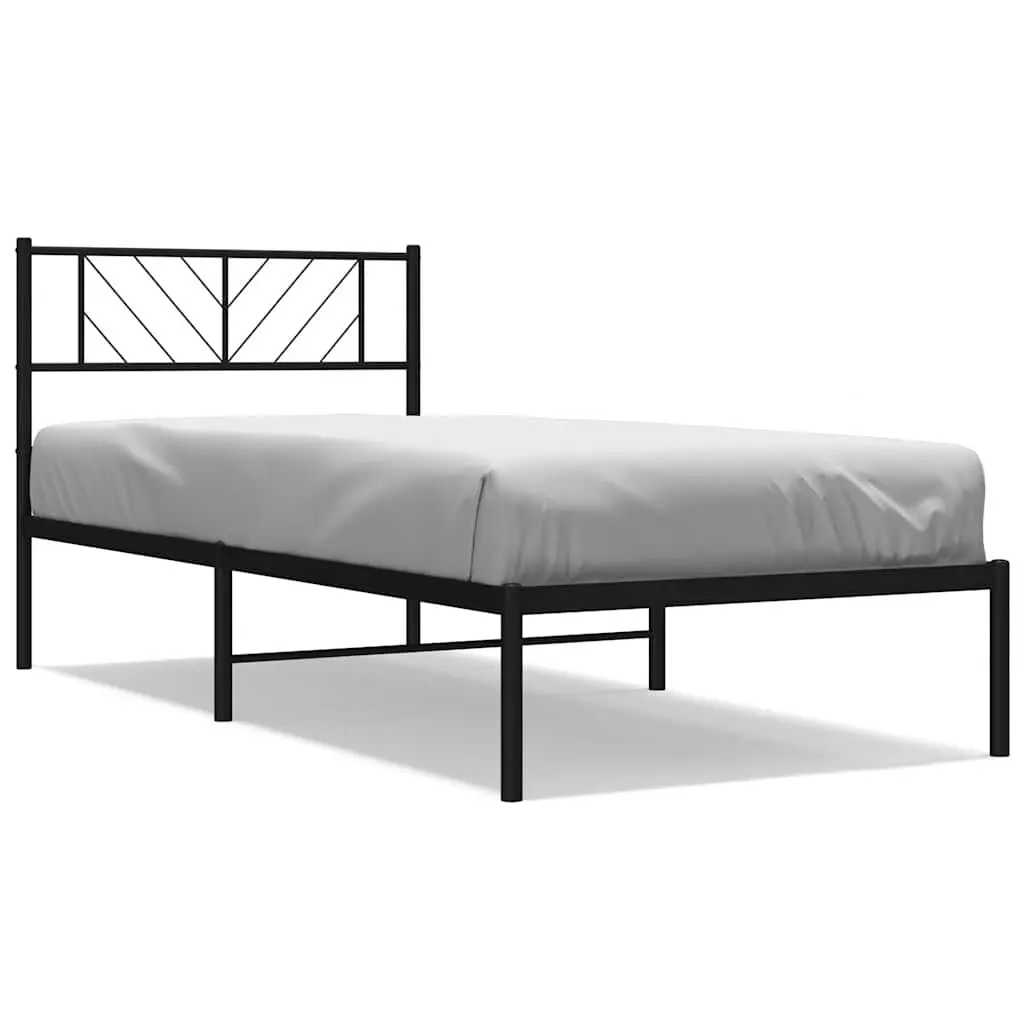 39.4x78.7 Inch Black Metal Bed Frame Headboard No Mattress