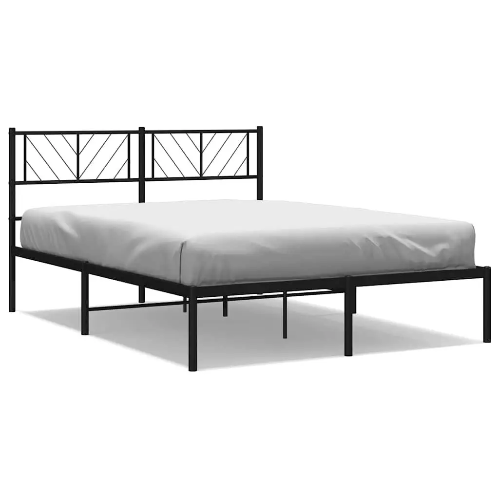 53.1x74.8 Inch Black Metal Bed Frame Headboard No Mattress