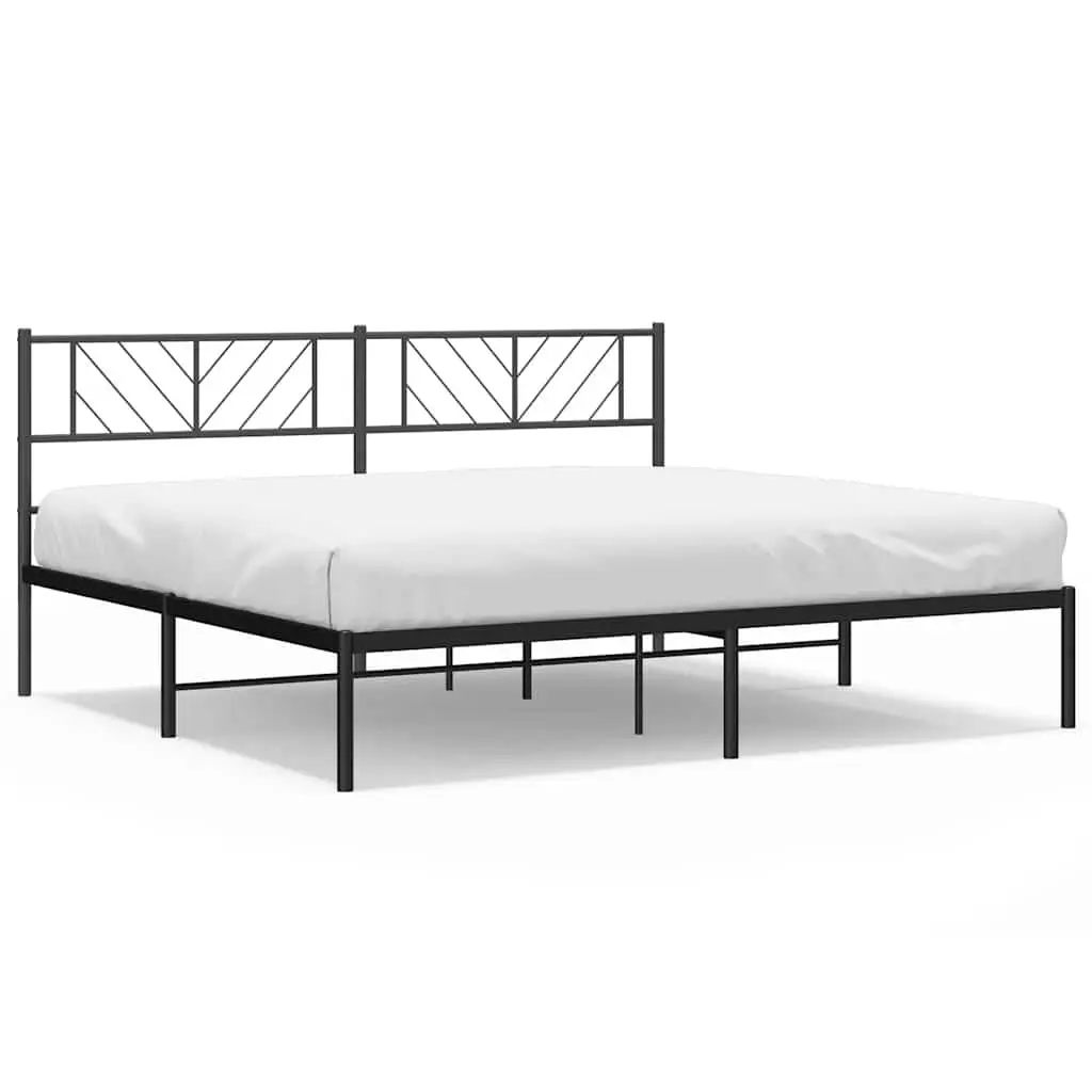 72x83.9 Inch Black Metal Bed Frame Headboard No Mattress