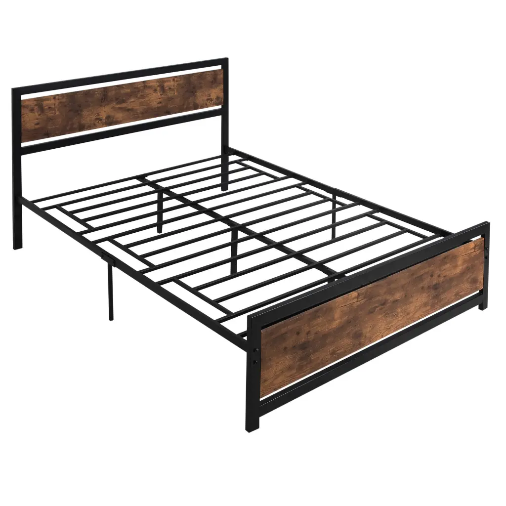 Homcom Queen Bed Frame Headboard & Footboard Strong Metallic Slats aosom business