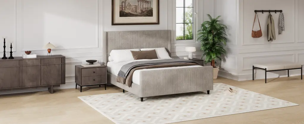 50.7 Inch High Headboard Corduroy Upholstered Bed Frame Vertical Str bed best