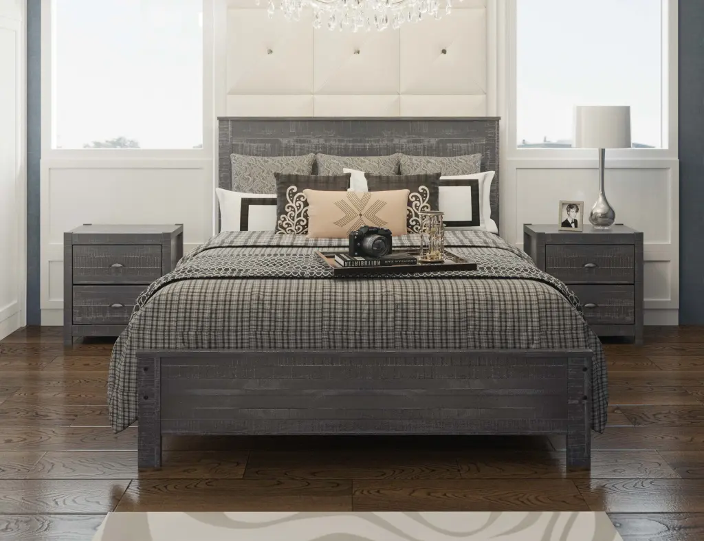 Albany Solid Wood Queen Bed Frame Headboard Heavy Duty Modern Rustic brazil sustainable solid wood furniture