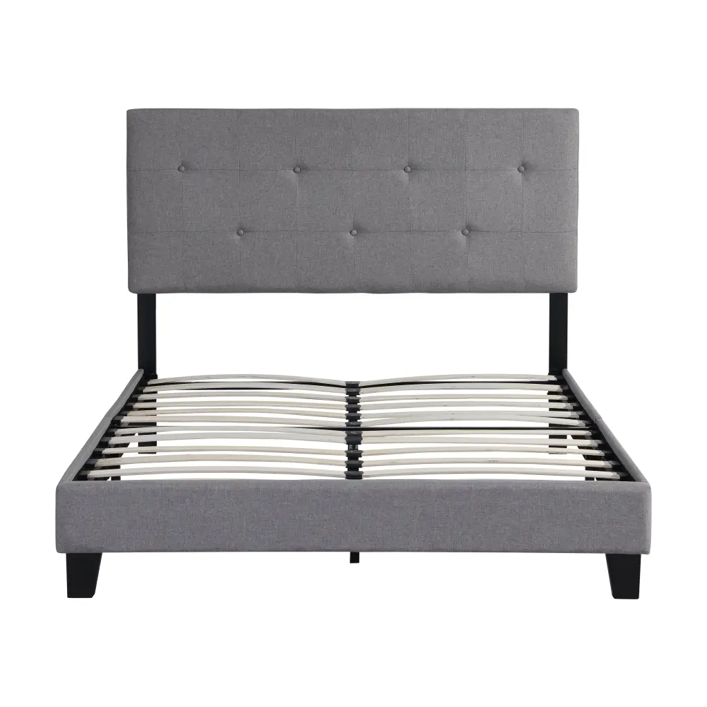 Full Size Upholstered Platform Bed Frame Modern Button Tufted Linen civilfurniture