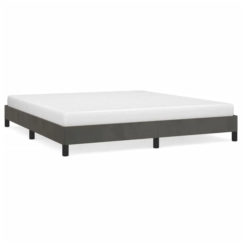 Dark Gray California King Size Velvet Bed Frame Without Mattress