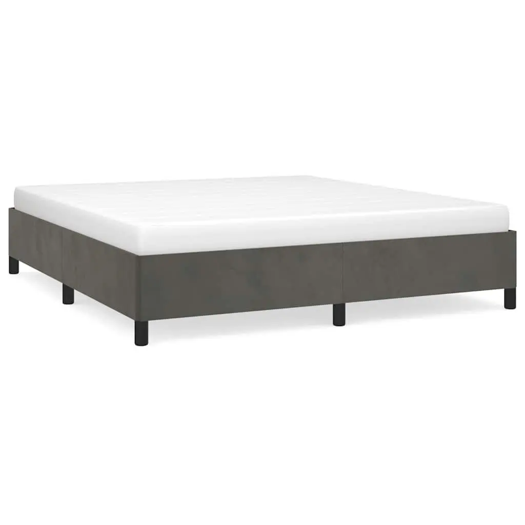 Dark Gray California King Size Velvet Bed Frame Without Mattress