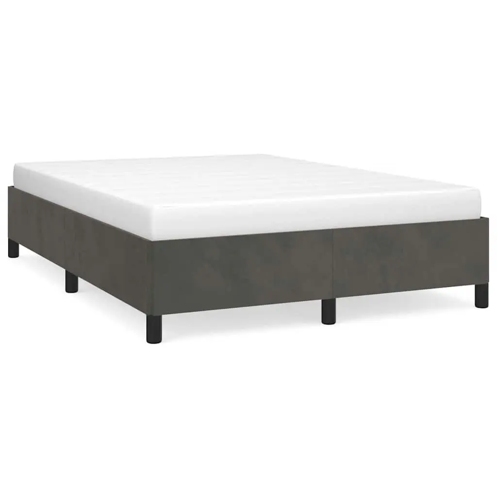 Dark Gray Full Size Velvet Bed Frame Without Mattress 53.9x74.8 Inches