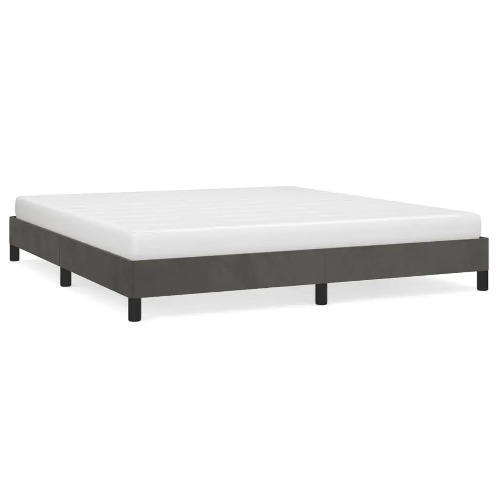Dark Gray King Size Velvet Bed Frame Without Mattress 76x79.9 Inches