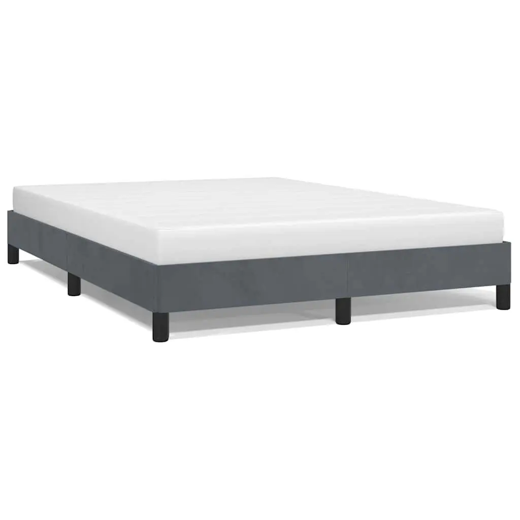 Dark Gray Queen Size Velvet Bed Frame Without Mattress 59.8x79.9 Inches