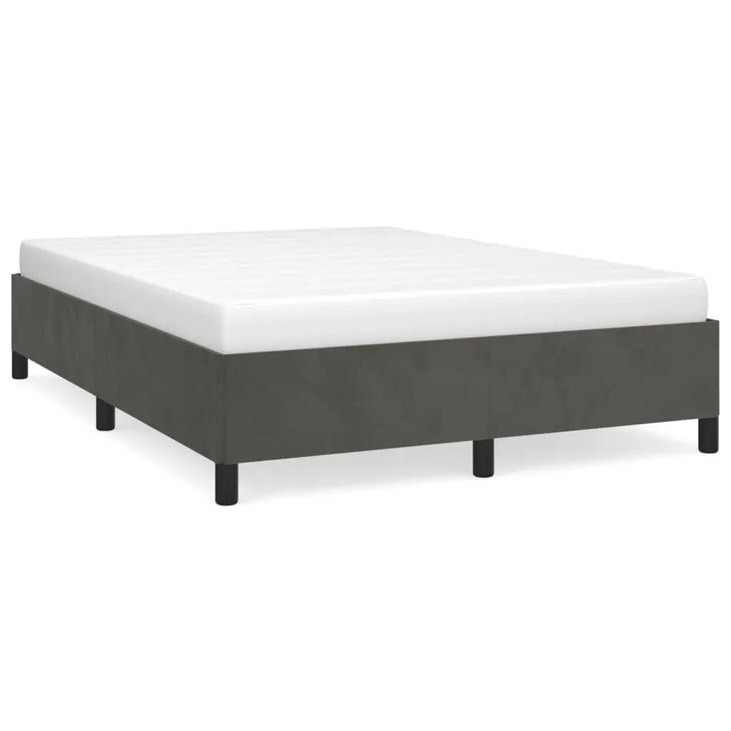 Dark Gray Queen Size Velvet Bed Frame Without Mattress 59.8x79.9 Inches