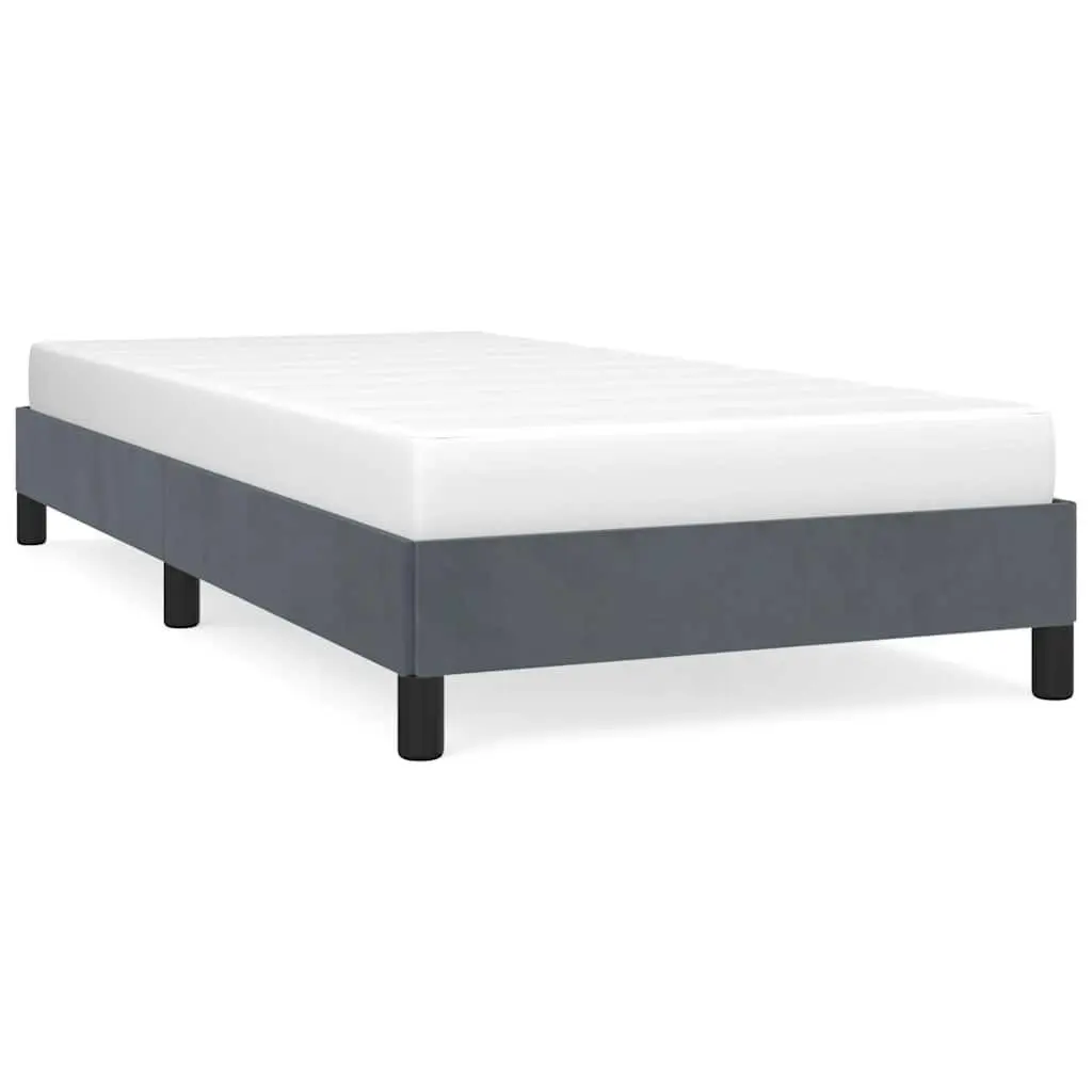 Dark Gray Twin Size Velvet Bed Frame Without Mattress 39.4x74.8 Inches